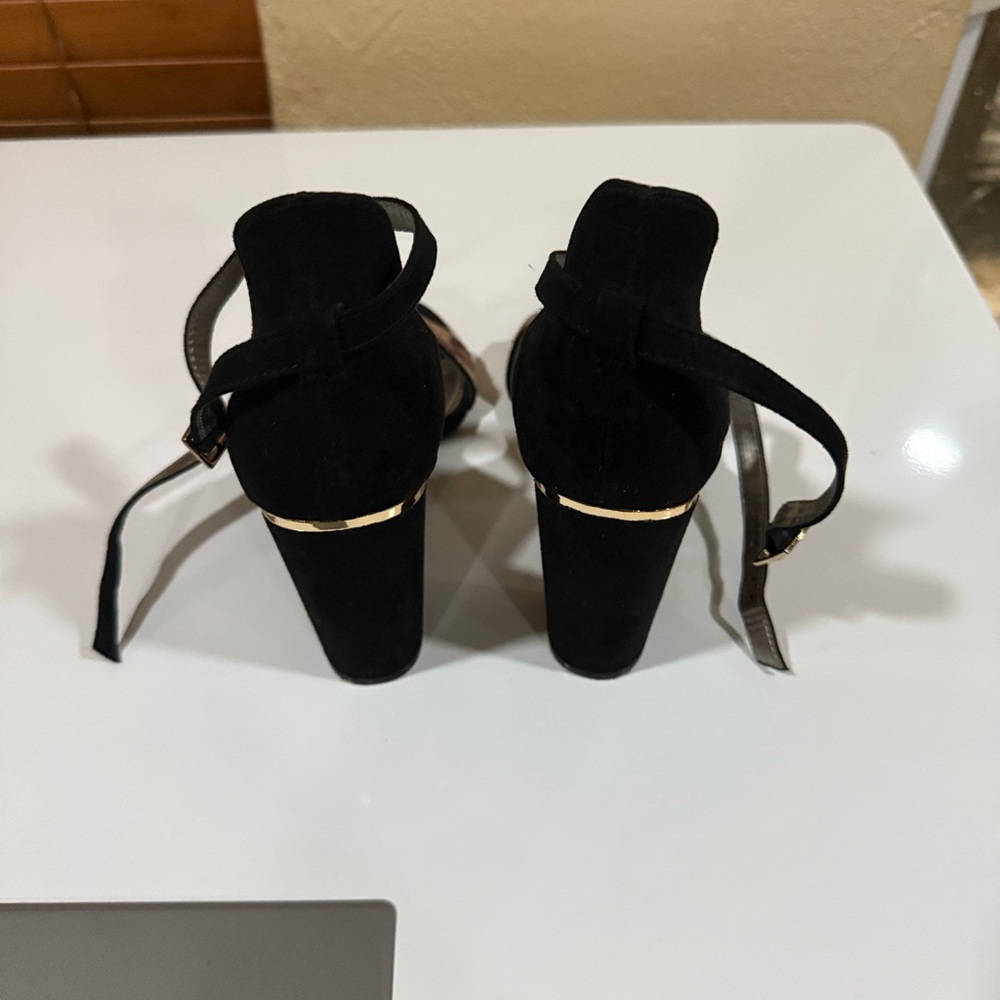 Elegant Black Suede Women's Heels Ana